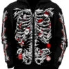 Xmas Skeleton Hoodie -Vampirefreaks Sale Store hoodie front xmas skeleton