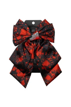 Blood Splatter Cleaver Satin Hair Bow -Vampirefreaks Sale Store horror hair bow