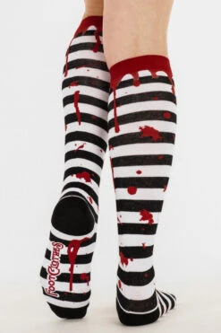 Sanguine Stripes Blood Splatter Knee High Socks -Vampirefreaks Sale Store horror socks 59ea8fe5 2635 4dbb b745 bcb16bf7d631