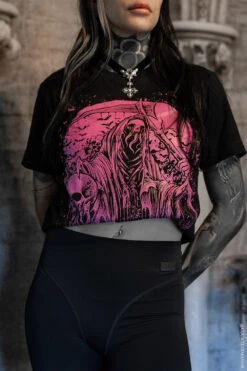 Graveyard Grim Reaper T-shirt [PINK] -Vampirefreaks Sale Store hot pink punk shirt