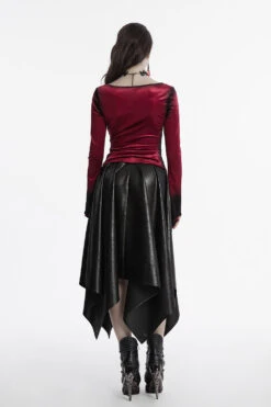 Blood Moon Irregular Hem Flare Sleeve Top [Red] -Vampirefreaks Sale Store irregular blouse