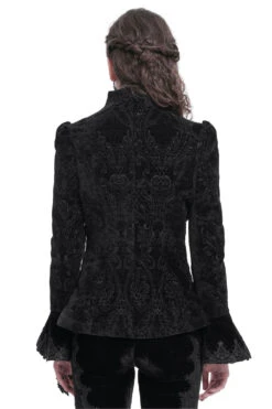 Royalcore Puffed Shoulder Embroidered Jacket -Vampirefreaks Sale Store jacquard coat