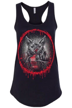 Bat Blood Snack Time T-shirt -Vampirefreaks Sale Store juice box bat racerback tank black front resize