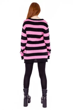 Oriana Jumper Sweater [BLACK/PASTEL PINK] -Vampirefreaks Sale Store kawaii clothing
