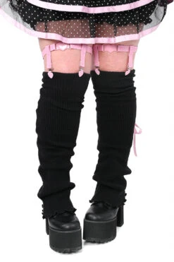Laced Up Legwarmers [Black/Pink] -Vampirefreaks Sale Store kawaii leg warmers