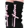 Laced Up Legwarmers [Black/Pink]