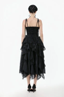 Graveyard Blossoms Ruffled Tank Top -Vampirefreaks Sale Store lace black ruffle tank top