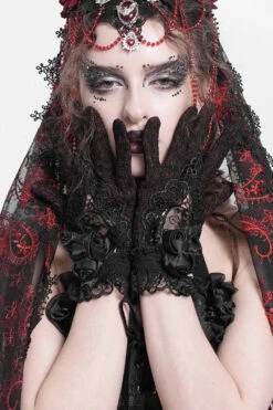 Blood Lace Gothic Gloves -Vampirefreaks Sale Store lace bow gloves