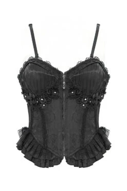 Specter Ruffled Lace-Up Corset Top [Black] -Vampirefreaks Sale Store lace corset a02bce7b 2a80 4a4e 8e39 fcfd50653c0b