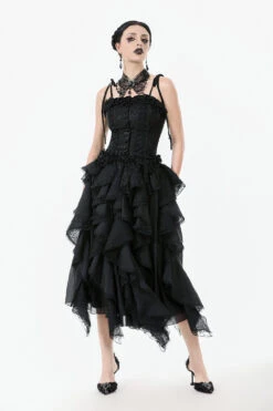 Graveyard Blossoms Ruffled Tank Top -Vampirefreaks Sale Store lace ruffle tank top