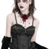 Specter Ruffled Lace-Up Corset Top [Black] -Vampirefreaks Sale Store lace up black floral embellished