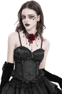 Specter Ruffled Lace-Up Corset Top [Black]