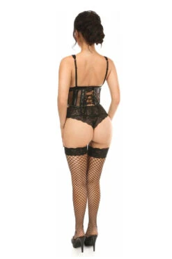 Lavish Black Fishnet Underwire Open Cup Waist Cincher -Vampirefreaks Sale Store lace up corset