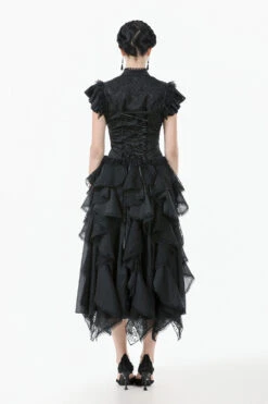 Ghost Waltz Ruffle Sleeve Top -Vampirefreaks Sale Store lace up croset top