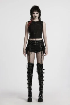 Bløødmetal Lace-Up Shorts With Holster Bag -Vampirefreaks Sale Store lace up shorts