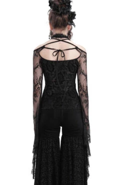 Flared Lace Sleeve Vintage Goth Top -Vampirefreaks Sale Store lace up top