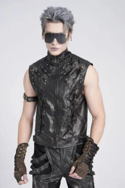 Phantom Rider Rugged Vegan Leather Vest -Vampirefreaks Sale Store lace up vest