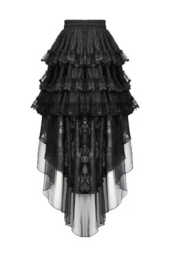 Goth Cake Layered Ruffle Skirt With Mesh Train -Vampirefreaks Sale Store layered skirt bf399d13 f974 47a8 81aa 88b7fb0f3d12