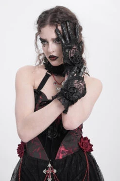 Night Veil Vegan Leather Lace Gloves -Vampirefreaks Sale Store leather gloves
