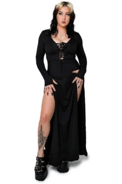 Morticia Maxi Dress -Vampirefreaks Sale Store leg slit dress 2fc6c8a3 e969 42b8 9bac 41a2f476a744