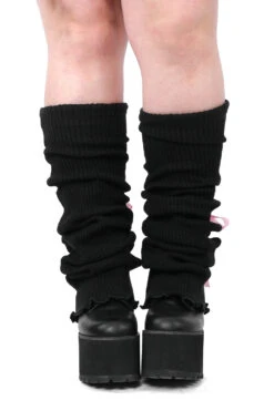 Laced Up Legwarmers [Black/Pink] -Vampirefreaks Sale Store lolita leg warmers