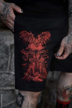 Vampire Castle Sweat Shorts [Unisex] -Vampirefreaks Sale Store long skater boy shorts