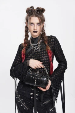 Catacombs Small Spiked Chain Bag -Vampirefreaks Sale Store long spike punk mini bag
