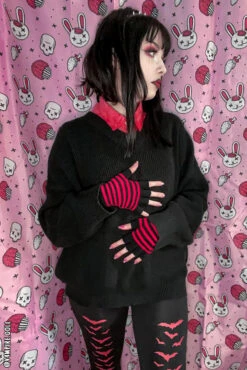 Striped Fingerless Gloves [Multiple Colors Available] -Vampirefreaks Sale Store loveit 4ce1993c baed 4d31 a97c 7075b8f7e3d6