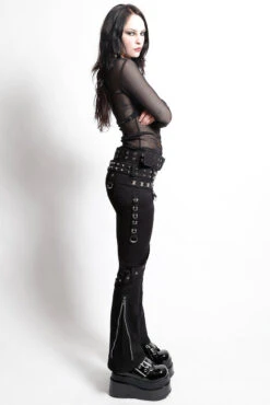 Tripp NYC Triple Belted Pants [Black] -Vampirefreaks Sale Store mall goth pierced pants