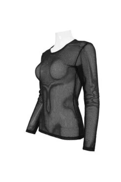 Morbid Black Fishnet Long Sleeve Top [Unisex] -Vampirefreaks Sale Store mall goth top