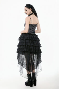 Goth Cake Layered Ruffle Skirt With Mesh Train -Vampirefreaks Sale Store maxi layered skirt