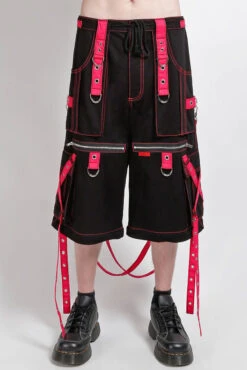 Tripp NYC X-Strap Zip Off Pants [Black/Pink] -Vampirefreaks Sale Store mens cybergoth pants