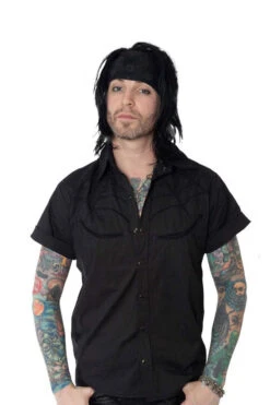 Spiderweb Black Western Shirt -Vampirefreaks Sale Store mens goth button shirts