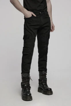 Ruinous Slim Fit Cargo Pants -Vampirefreaks Sale Store mens goth denim pants