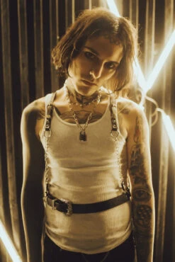 The Sharpshooter Western Goth Chain Harness -Vampirefreaks Sale Store mens goth harness