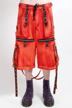 Tripp NYC X-Strap Zip Off Pants [Fire Wash] -Vampirefreaks Sale Store mens goth shorts