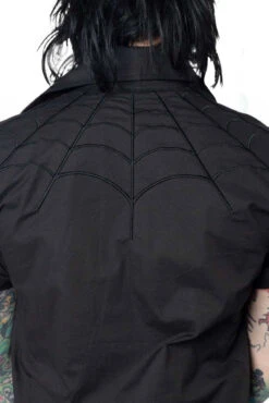 Spiderweb Black Western Shirt -Vampirefreaks Sale Store mens goth spider button shirt