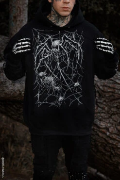 Death Spider Hoodie [Spiderweb Sleeves] -Vampirefreaks Sale Store mens gothic clothing 7905e563 0409 4efb bc44 b4704c48d953
