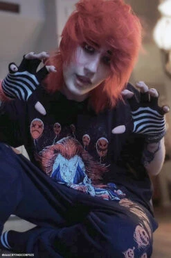 Striped Fingerless Gloves [Multiple Colors Available] -Vampirefreaks Sale Store mens gothic fashion