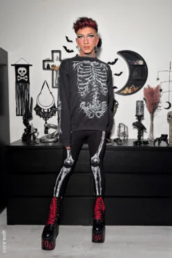 Dead Inside Skeleton Sweatshirt 14 Dead Inside Skeleton Sweatshirt -Vampirefreaks Sale Store mens gothic matching set