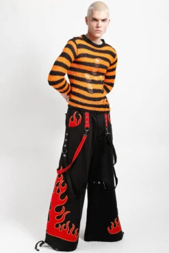Tripp NYC Flame Dark Street Pants [BLACK/RED] -Vampirefreaks Sale Store mens heavy metal flame pants