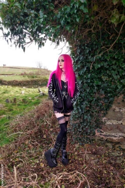 Fishnet Garter Thigh High Socks [Black] -Vampirefreaks Sale Store mens hoodie emo