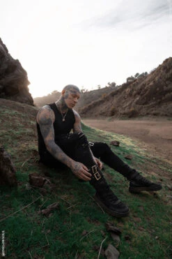 Inquisition Shredded Skinny Jeans -Vampirefreaks Sale Store mens lace up skater jeans