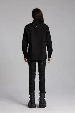 Studded Long Sleeve Skull Button Up Shirt -Vampirefreaks Sale Store mens long sleeve button down shirt