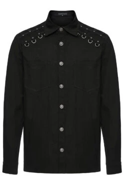 Studded Long Sleeve Skull Button Up Shirt -Vampirefreaks Sale Store mens long sleeve button down studded shirt