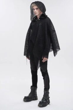 Pestilence Netted Cloak [UNISEX] -Vampirefreaks Sale Store mens plus size goth coat