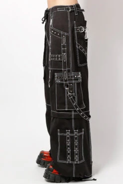 Tripp NYC Interlace Pants With White Stitch [BLACK/SILVER] -Vampirefreaks Sale Store mens plus size rave pants