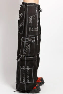 Tripp NYC Interlace Pants With White Stitch [BLACK/SILVER] -Vampirefreaks Sale Store mens plus szie punk clothing