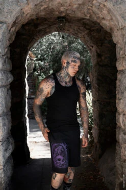 Death Raven Sweat Shorts [Unisex] -Vampirefreaks Sale Store mens punk shorts f597c155 b7b4 4b2e a530 e03d5ba6467c
