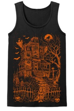 Haunted Mansion T-shirt [PUMPKIN ORANGE] -Vampirefreaks Sale Store mens punk tank top